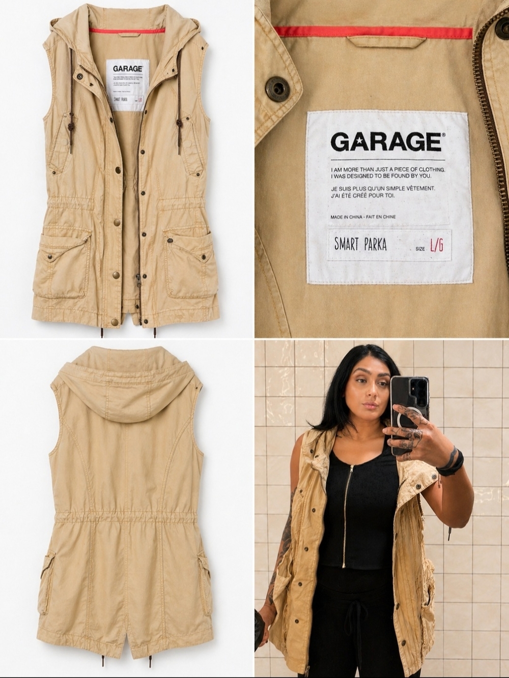 Garage Tan Hooded Utility Vest